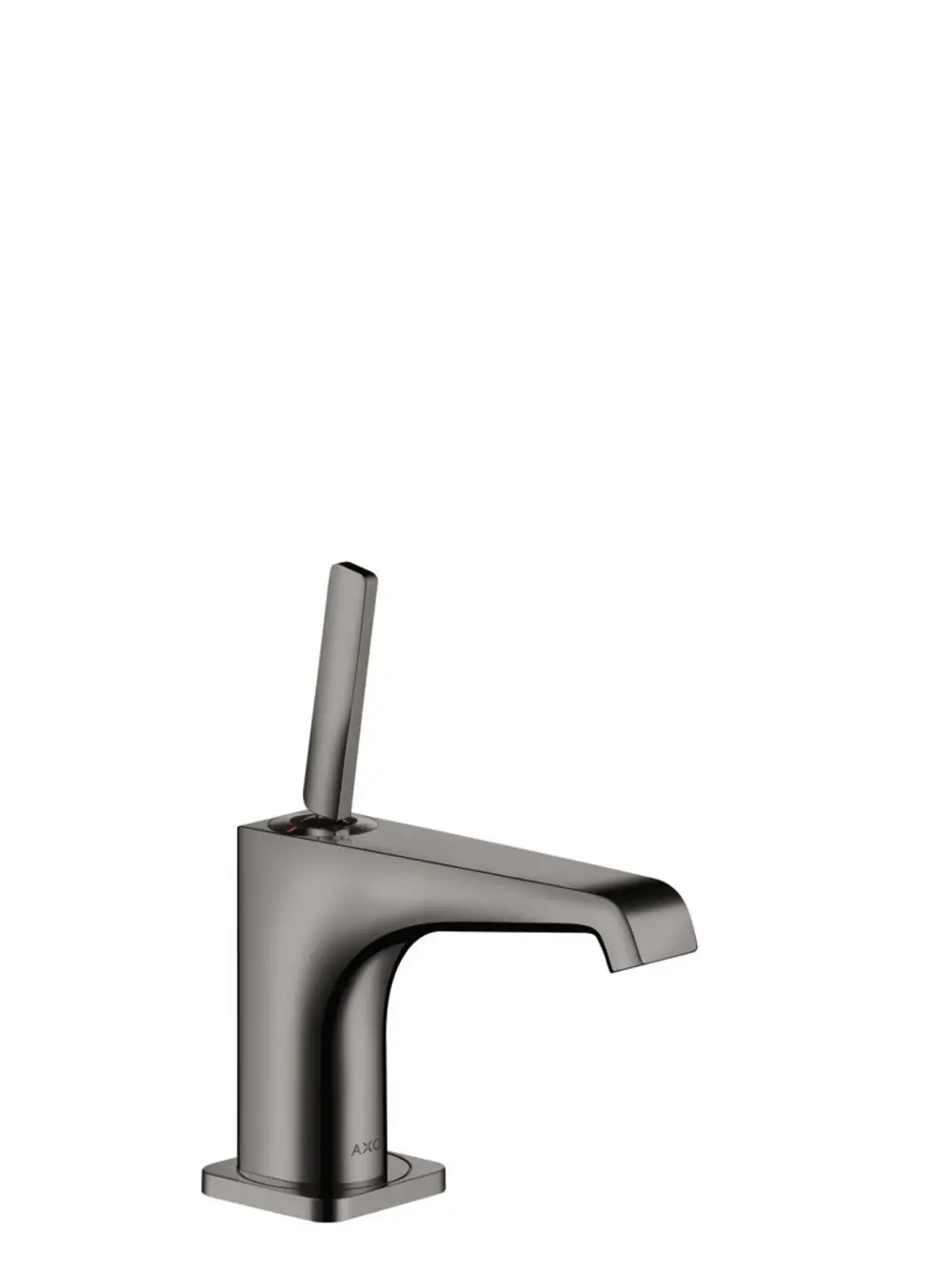 Einhebel-Waschtischmischer aus Polished Black Chrome von AXOR mit einem hohen, schmalen Auslauf und einem seitlichen Hebel für die Temperatur- und Mengeneinstellung.